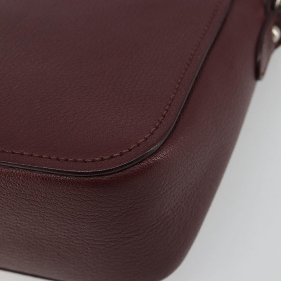 Miu Miu Shoulder Bag Leather Bordeaux Silver Auth BA13896A
