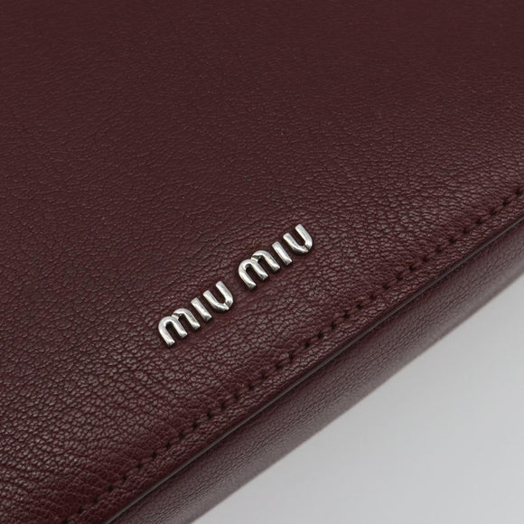 Miu Miu Shoulder Bag Leather Bordeaux Silver Auth BA13896A