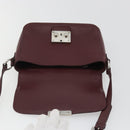 Miu Miu Shoulder Bag Leather Bordeaux Silver Auth BA13896A-16