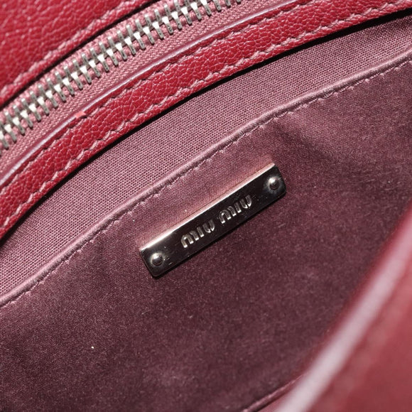 Miu Miu Shoulder Bag Leather Bordeaux Silver Auth BA13896A
