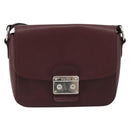 Miu Miu Shoulder Bag Leather Bordeaux Silver Auth BA13896A-2