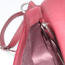 Miu Miu Shoulder Bag Leather Bordeaux Silver Auth BA13896A-20