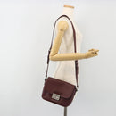 Miu Miu Shoulder Bag Leather Bordeaux Silver Auth BA13896A-25