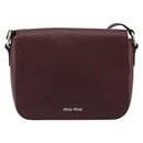 Miu Miu Shoulder Bag Leather Bordeaux Silver Auth BA13896A-3