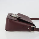 Miu Miu Shoulder Bag Leather Bordeaux Silver Auth BA13896A-4