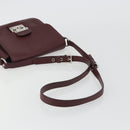 Miu Miu Shoulder Bag Leather Bordeaux Silver Auth BA13896A-7
