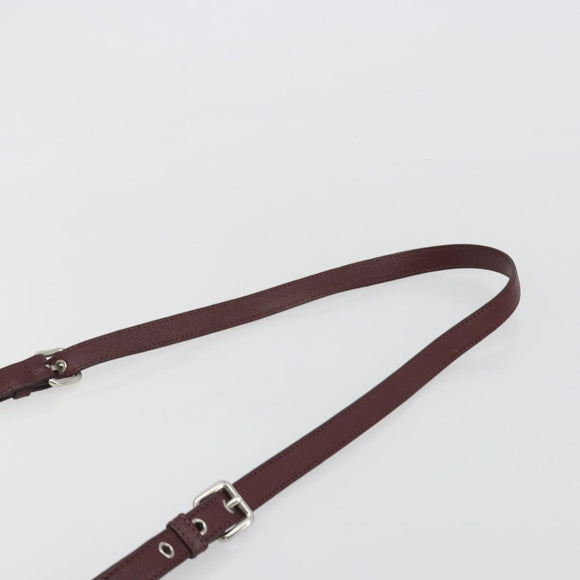 Miu Miu Shoulder Bag Leather Bordeaux Silver Auth BA13896A