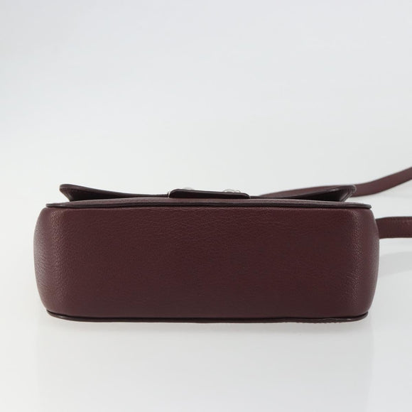 Miu Miu Shoulder Bag Leather Bordeaux Silver Auth BA13896A