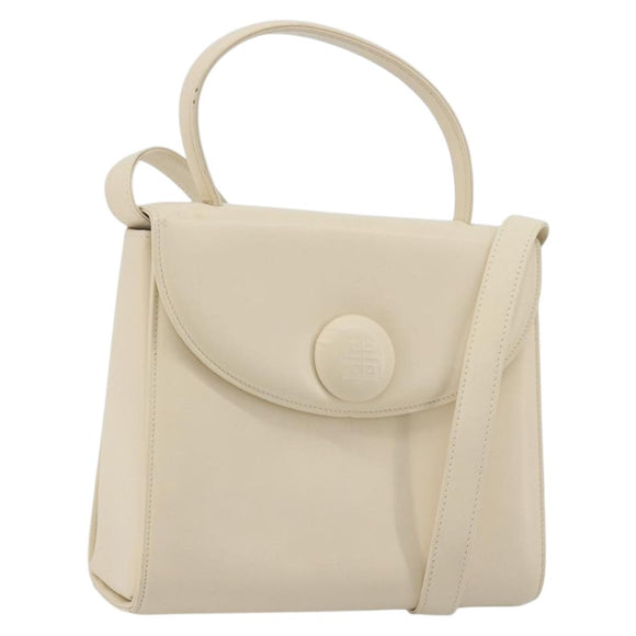GIVENCHY Hand Bag Leather 2way Ivory Auth BA13897A