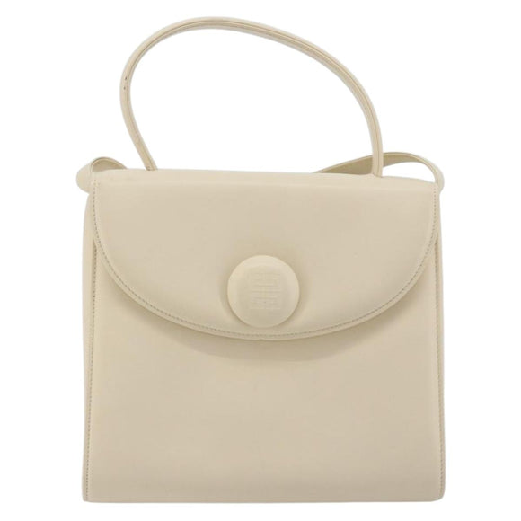 GIVENCHY Hand Bag Leather 2way Ivory Auth BA13897A