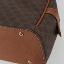CELINE Macadam Hand Bag PVC Leather Brown Gold Auth BA13898-14
