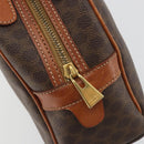 CELINE Macadam Hand Bag PVC Leather Brown Gold Auth BA13898-9