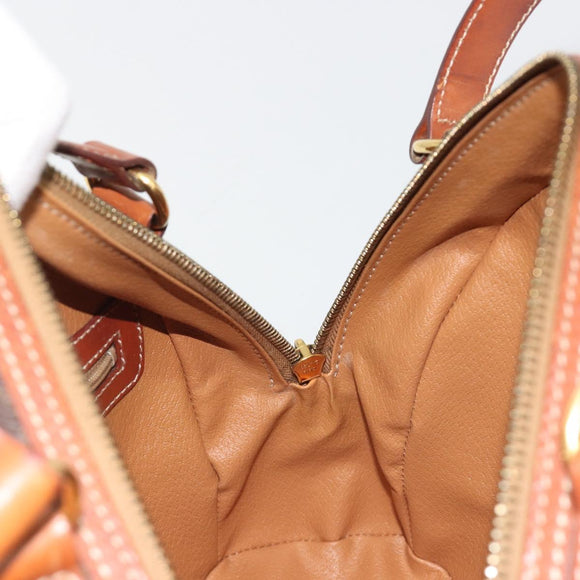 CELINE Macadam Hand Bag PVC Leather Brown Gold Auth BA13898