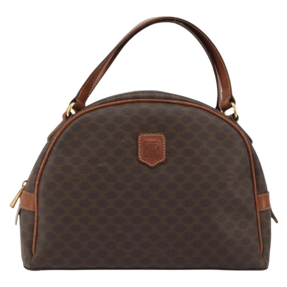 CELINE Macadam Hand Bag PVC Leather Brown Gold Auth BA13898