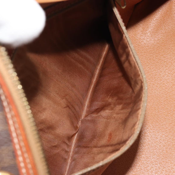 CELINE Macadam Hand Bag PVC Leather Brown Gold Auth BA13898