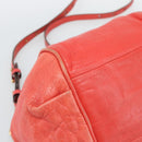 Chloe Etel Hand Bag Leather 2way Red Gold Auth BA13902-16
