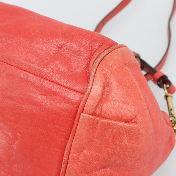 Chloe Etel Hand Bag Leather 2way Red Gold Auth BA13902