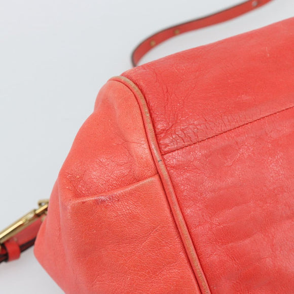 Chloe Etel Hand Bag Leather 2way Red Gold Auth BA13902