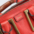 Chloe Etel Hand Bag Leather 2way Red Gold Auth BA13902-19