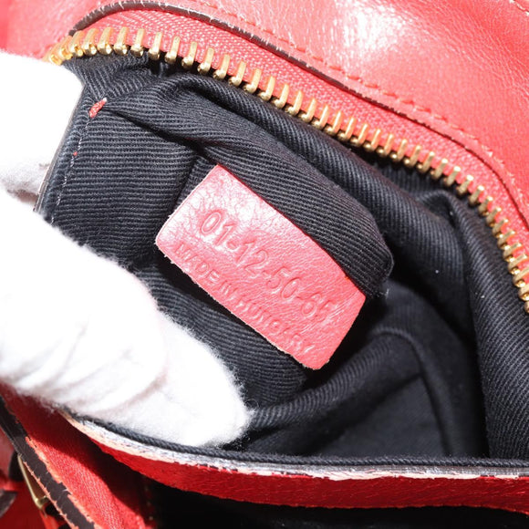 Chloe Etel Hand Bag Leather 2way Red Gold Auth BA13902