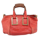 Chloe Etel Hand Bag Leather 2way Red Gold Auth BA13902-3