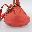 Chloe Etel Hand Bag Leather 2way Red Gold Auth BA13902-4