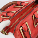 Chloe Etel Hand Bag Leather 2way Red Gold Auth BA13902-6