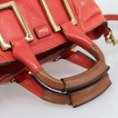 Chloe Etel Hand Bag Leather 2way Red Gold Auth BA13902-7
