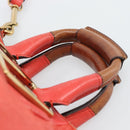 Chloe Etel Hand Bag Leather 2way Red Gold Auth BA13902-14
