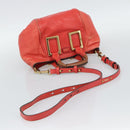 Chloe Etel Hand Bag Leather 2way Red Gold Auth BA13902-8