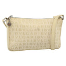 BVLGARI Logo Mania Shoulder Bag Beige Silver Auth BA13903-1