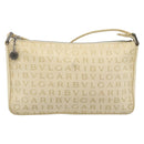 BVLGARI Logo Mania Shoulder Bag Beige Silver Auth BA13903-2
