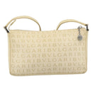 BVLGARI Logo Mania Shoulder Bag Beige Silver Auth BA13903-3