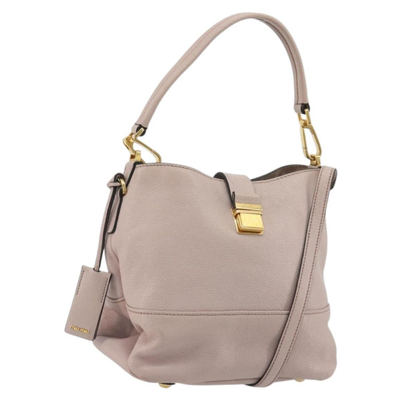 Miu Miu Shoulder Bag Leather 2way Pink Gold Auth BA13905A