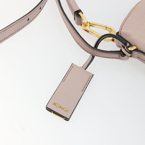 Miu Miu Shoulder Bag Leather 2way Pink Gold Auth BA13905A