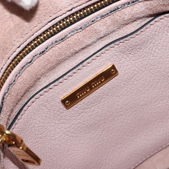 Miu Miu Shoulder Bag Leather 2way Pink Gold Auth BA13905A