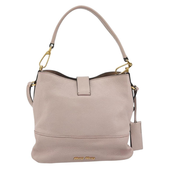 Miu Miu Shoulder Bag Leather 2way Pink Gold Auth BA13905A