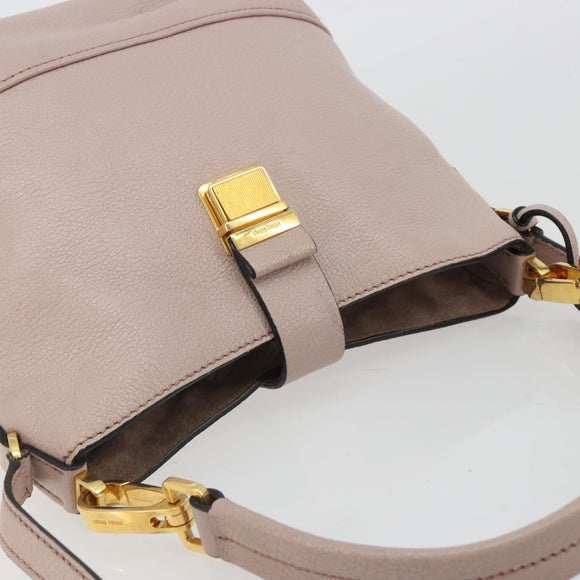 Miu Miu Shoulder Bag Leather 2way Pink Gold Auth BA13905A