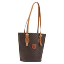 CELINE Macadam Tote Bag PVC Leather Brown Gold Auth BA13920-1