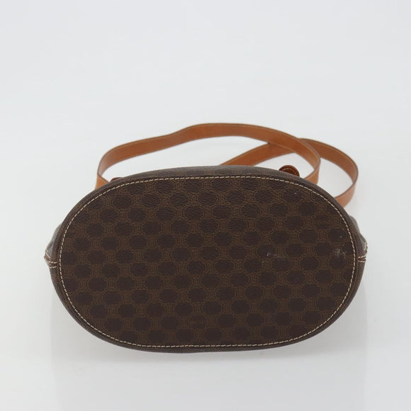 CELINE Macadam Tote Bag PVC Leather Brown Gold Auth BA13920