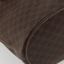CELINE Macadam Tote Bag PVC Leather Brown Gold Auth BA13920-15