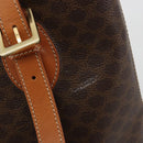 CELINE Macadam Tote Bag PVC Leather Brown Gold Auth BA13920-10
