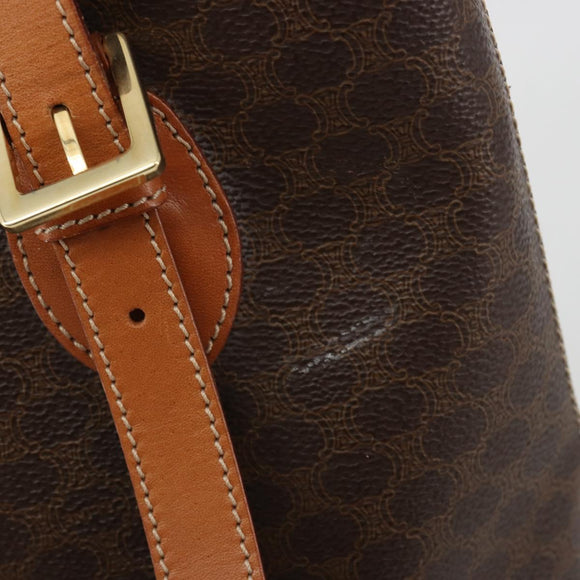 CELINE Macadam Tote Bag PVC Leather Brown Gold Auth BA13920