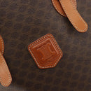 CELINE Macadam Tote Bag PVC Leather Brown Gold Auth BA13920-18