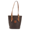 CELINE Macadam Tote Bag PVC Leather Brown Gold Auth BA13920-13