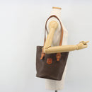 CELINE Macadam Tote Bag PVC Leather Brown Gold Auth BA13920-25