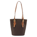 CELINE Macadam Tote Bag PVC Leather Brown Gold Auth BA13920-2