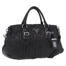 PRADA Hand Bag Leather 2way Black Silver Auth BA13922V-1