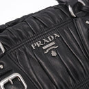 PRADA Hand Bag Leather 2way Black Silver Auth BA13922V-16