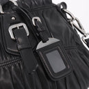 PRADA Hand Bag Leather 2way Black Silver Auth BA13922V-17